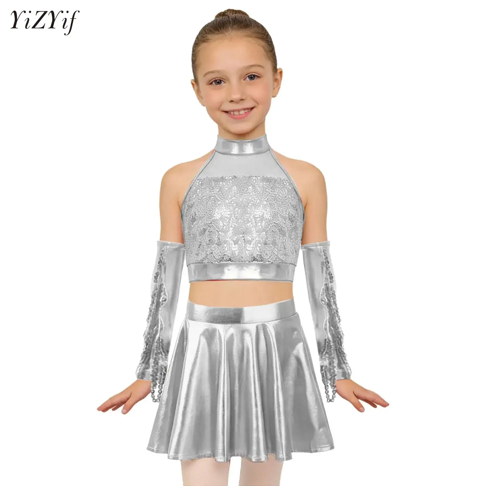 Kid Girl Sequins Ballet Dance Sets Gymnastics Dance Costume Outfits for Modern Latin Jazz Dancing Cheerleading Stage Performance
Kid Girl Sequins Ballet Dance Sets Gymnastics Dance Costume Outfits for Modern Latin Jazz Dancing Cheerleading Stage Performance
