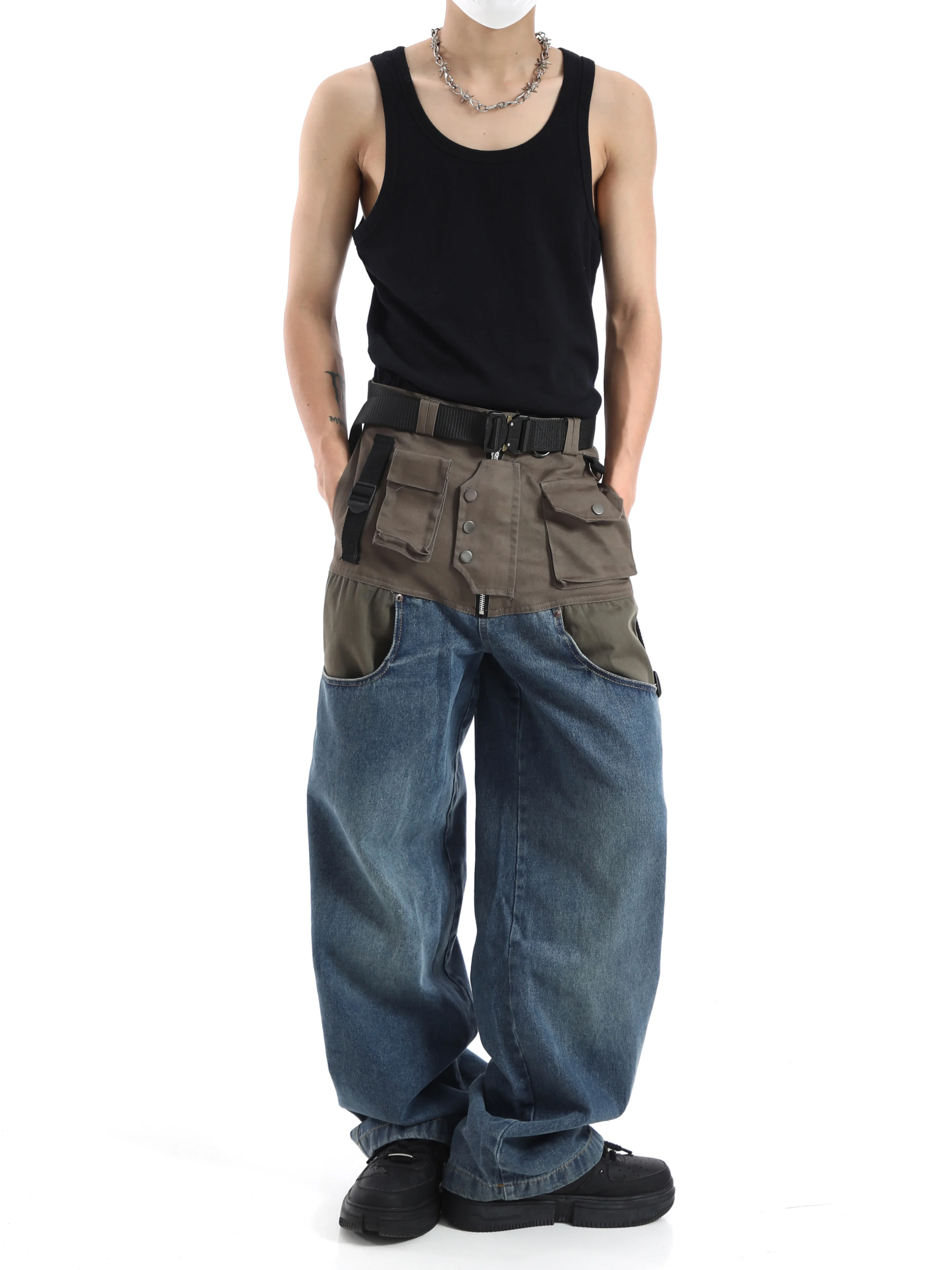 HOUZHOU Patchwork Baggy Wide Leg Jeans Pants Men Distressed Denim Trousers Male Oversize Japanese Streetwear Safari Style Casual
HOUZHOU Patchwork Baggy Wide Leg Jeans Pants Men Distressed Denim Trousers Male Oversize Japanese Streetwear Safari Style Casual