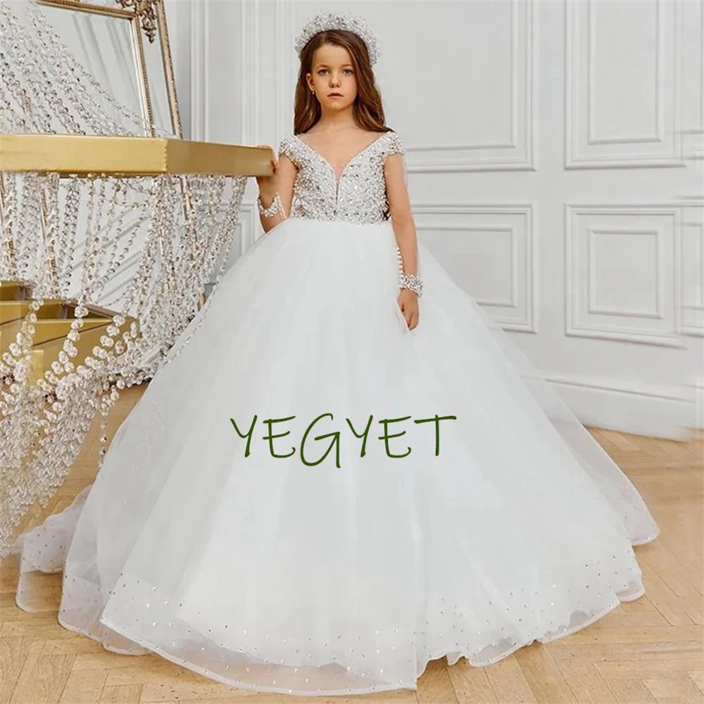 Luxury White Glitter Crystals Beading Flower Girl Dresses For Wedding 2023 Illusion Long Sleeves Ball Gown First Communion Gowns
Luxury White Glitter Crystals Beading Flower Girl Dresses For Wedding 2023 Illusion Long Sleeves Ball Gown First Communion Gowns