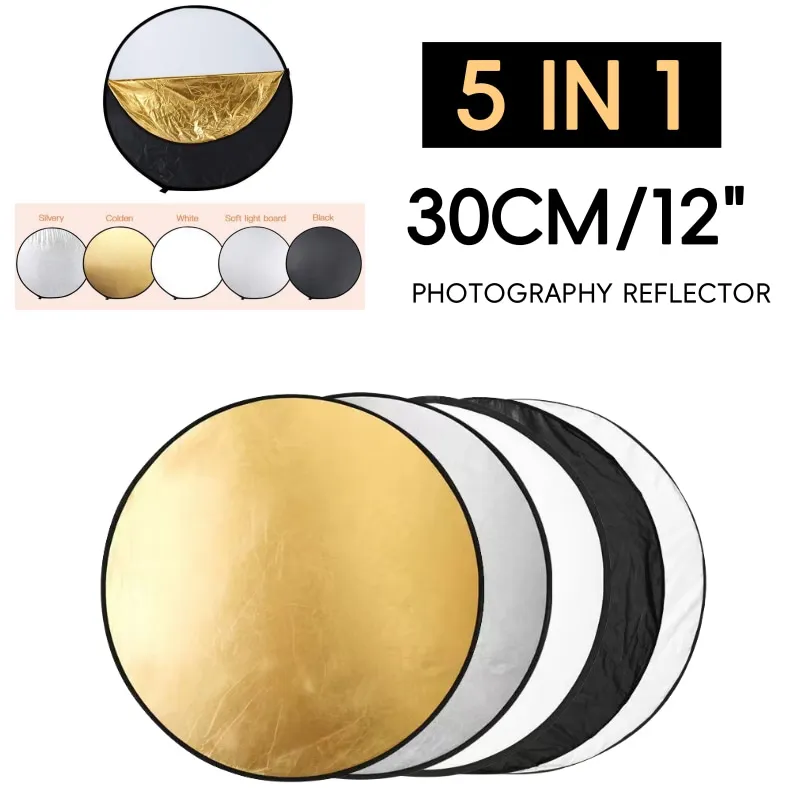30CM 11.8 inch 5 in 1 Mini Handhold Portable Round Reflector for Photo Studio Photography Accessory
30CM 11.8 inch 5 in 1 Mini Handhold Portable Round Reflector for Photo Studio Photography Accessory