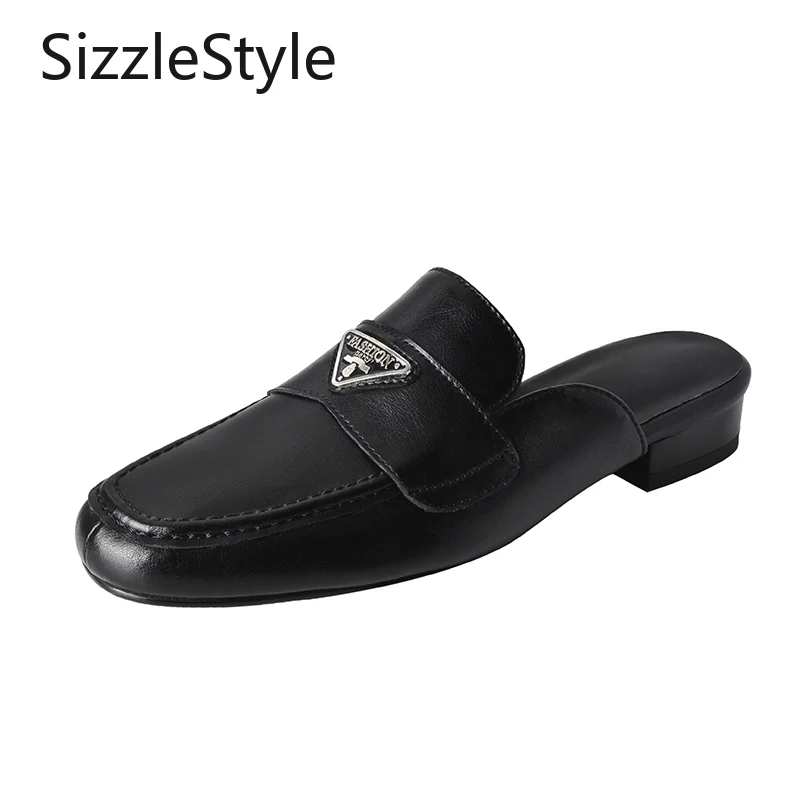 Women Handmade Split Leather Sandals Closed Toe Slip On 3cm Chunky Heel Metal Stitched Backless Flexible Sole Black Beige
Women Handmade Split Leather Sandals Closed Toe Slip On 3cm Chunky Heel Metal Stitched Backless Flexible Sole Black Beige