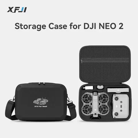 XFJI Carrying Case for DJI NEO 2 Combo Storage Bag Drone Accessory Hard Shell PU Leather Shoulder Bag(Fits for RC-N3 Controller)