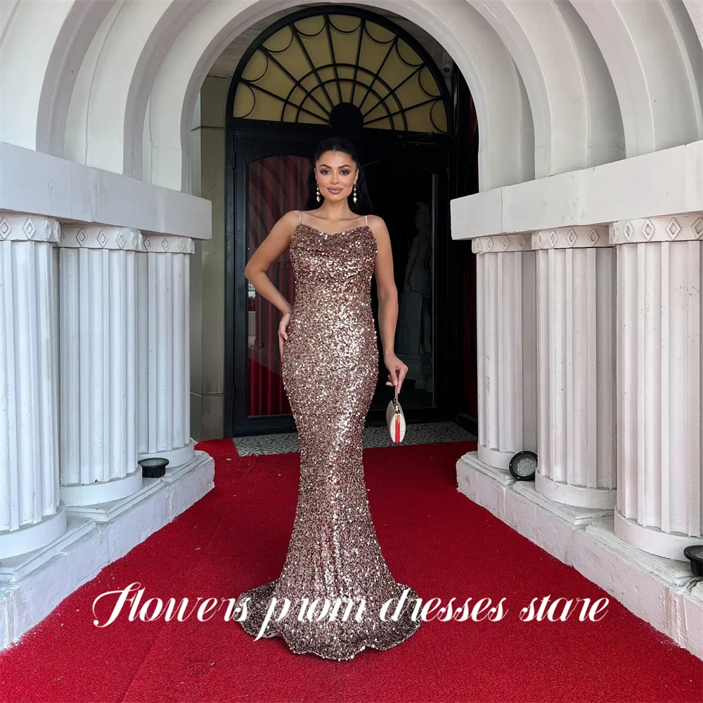 Flowers Rose Gold Evening Dress Sequined Prom Dress Spaghetti Strap Party Dress Mermaid Formal Dress for Arabic Women Customized
Flowers Rose Gold Evening Dress Sequined Prom Dress Spaghetti Strap Party Dress Mermaid Formal Dress for Arabic Women Customized