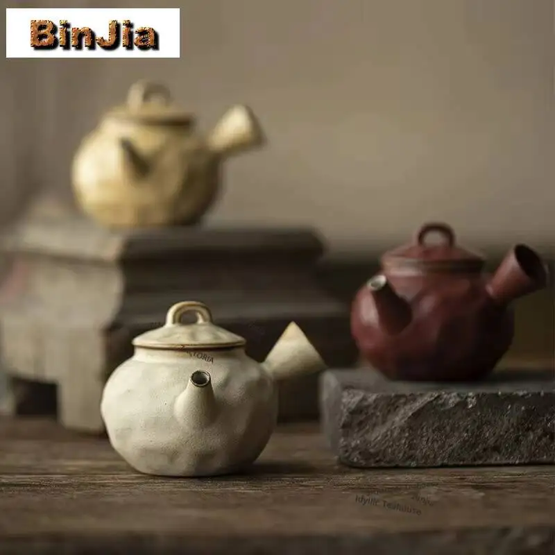 130ml Coarse Pottery Handmade Teapot Japanese Boutique Side Handled Teapot Retro Pot Household Tea Maker Kettle Cha Ornaments
130ml Coarse Pottery Handmade Teapot Japanese Boutique Side Handled Teapot Retro Pot Household Tea Maker Kettle Cha Ornaments