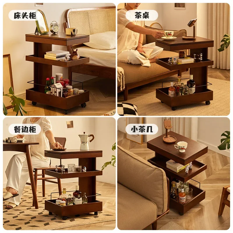 Solid wood edge, household sofa side table cabinet, movable trolley, storage rack
Solid wood edge, household sofa side table cabinet, movable trolley, storage rack