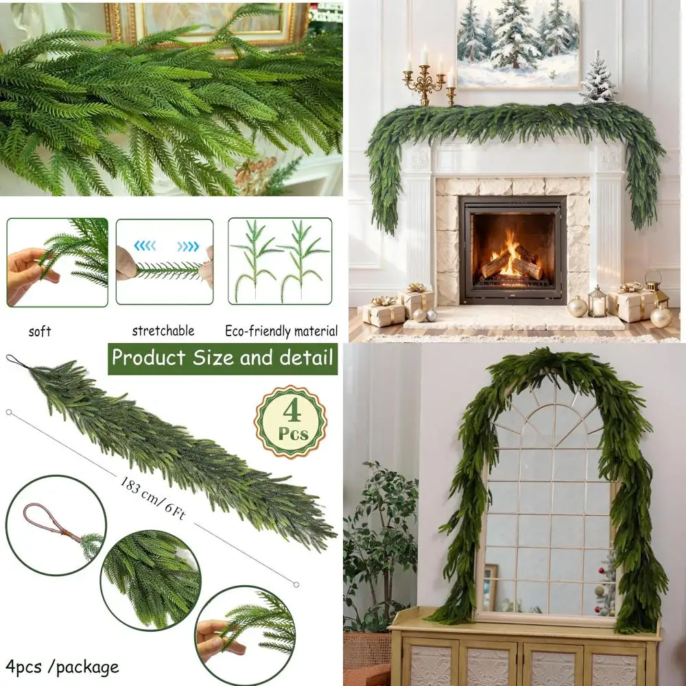 Realistic Faux Christmas Garland - 6ft Norfolk Pine for Indoor/Outdoor Holiday Decor: Mantle, Table, Stairs, Doorframe, Fireplac
Realistic Faux Christmas Garland - 6ft Norfolk Pine for Indoor/Outdoor Holiday Decor: Mantle, Table, Stairs, Doorframe, Fireplac