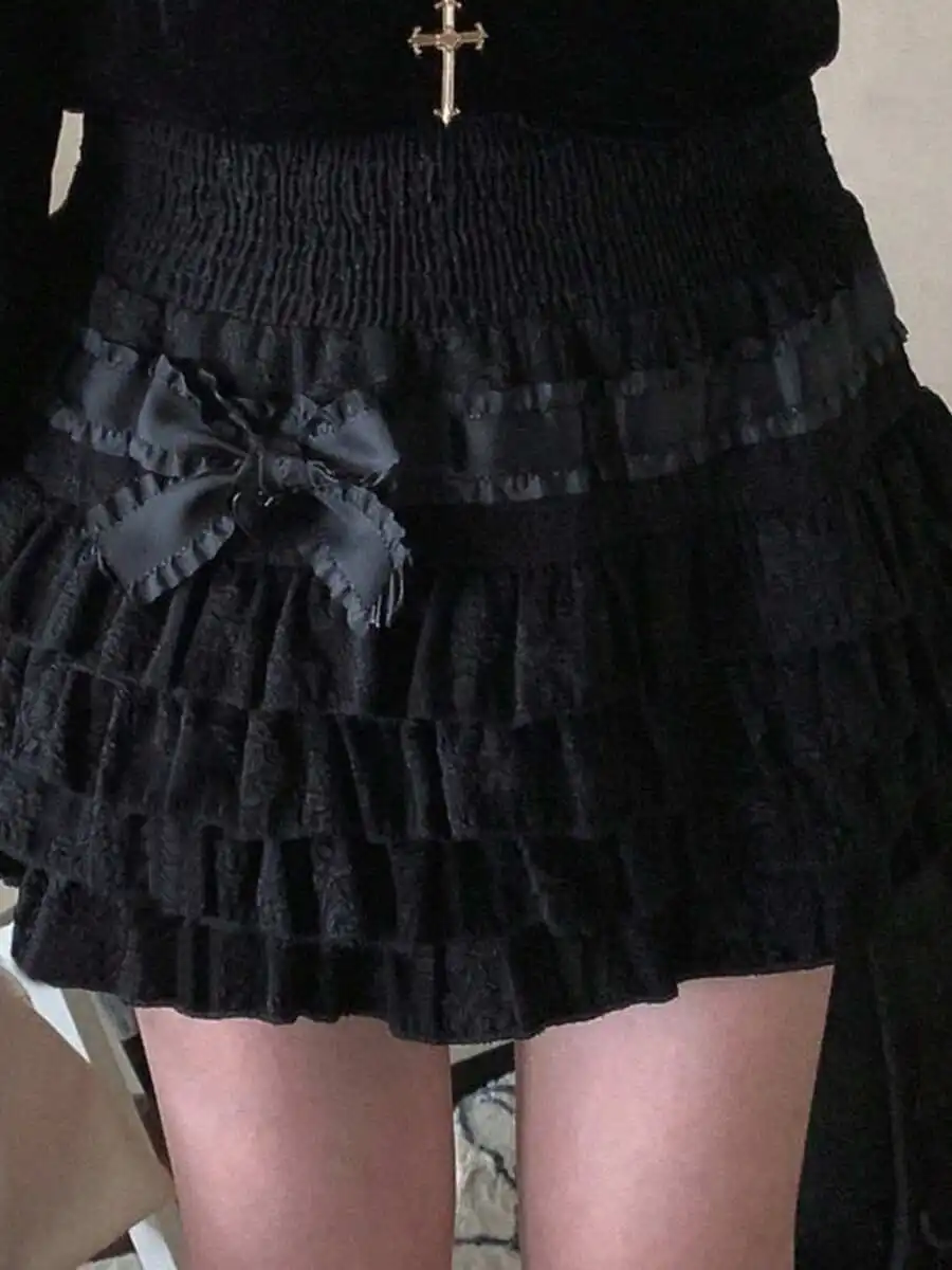 Womens High Waist Ruffle Hem Lolita Mini Skirt With Side Bow Layered A-Line Streetwear
Womens High Waist Ruffle Hem Lolita Mini Skirt With Side Bow Layered A-Line Streetwear