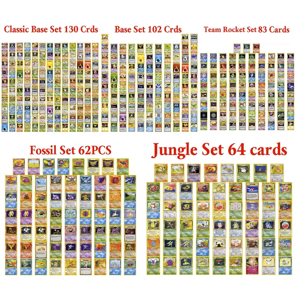 Набор игровых карт PKM: Команда Ракеты (83 шт.), Fossil (62 шт.), Jngle (64 шт.), Базовый набор (102 шт.), Базовый набор 2 (130 шт.), Прокси-карты (130 шт.), в индивидуальной упаковке.
Набор игровых карт PKM: Команда Ракеты (83 шт.), Fossil (62 шт.), Jngle (64 шт.), Базовый набор (102 шт.), Базовый набор 2 (130 шт.), Прокси-карты (130 шт.), в индивидуальной упаковке.