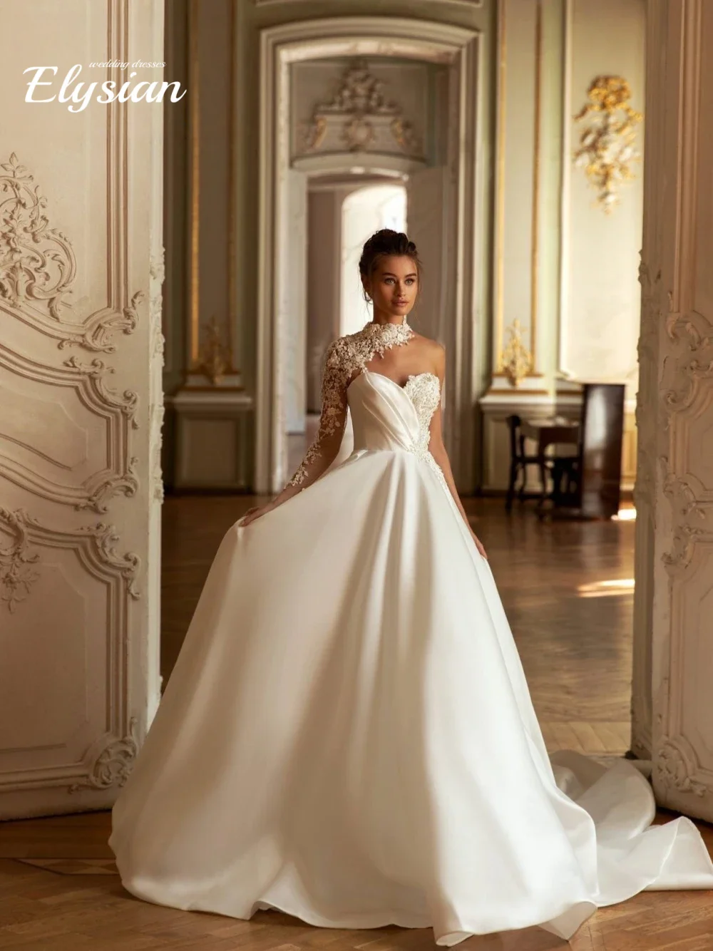 Свадебное платье А-силуэта с цветочным декором, на одно плечо, с бисером, изысканное атласное платье для невесты, индивидуальный пошив.
Свадебное платье А-силуэта с цветочным декором, на одно плечо, с бисером, изысканное атласное платье для невесты, индивидуальный пошив.