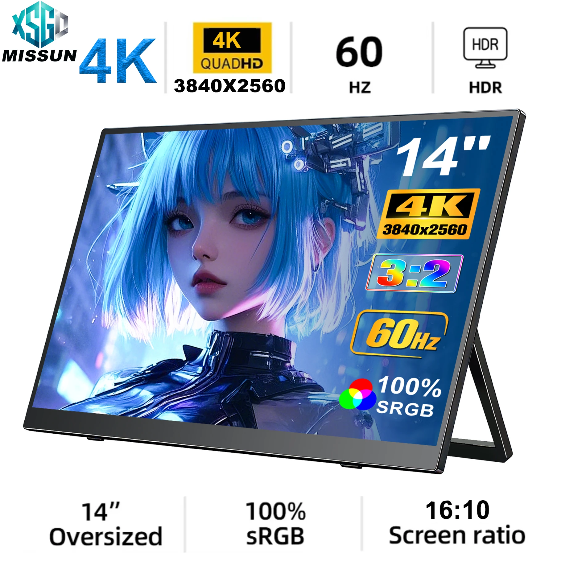 HOWENS 3840*2560 14-inch 4K Portable Monitor 60HZ For Laptop XBox PS4 / 5 Switch TV Box Cell Phone PC Extension Mobile Display
HOWENS 3840*2560 14-inch 4K Portable Monitor 60HZ For Laptop XBox PS4 / 5 Switch TV Box Cell Phone PC Extension Mobile Display