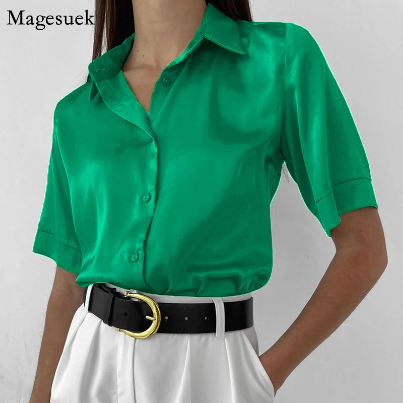 Short Sleeved Satin Shirt Women Summer 2022 Casual Loose Single-breasted Women Blouse Solid Elegant Shirts Top Office Lady 18917
Short Sleeved Satin Shirt Women Summer 2022 Casual Loose Single-breasted Women Blouse Solid Elegant Shirts Top Office Lady 18917