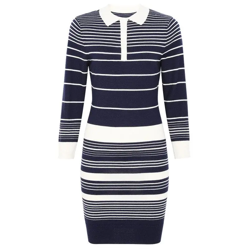 Elegant High-Quality Striped Midi Dress Turn-down Collar Regular Sleeve Bodycon Fit Fashionable Summer New Style for Women
Elegant High-Quality Striped Midi Dress Turn-down Collar Regular Sleeve Bodycon Fit Fashionable Summer New Style for Women