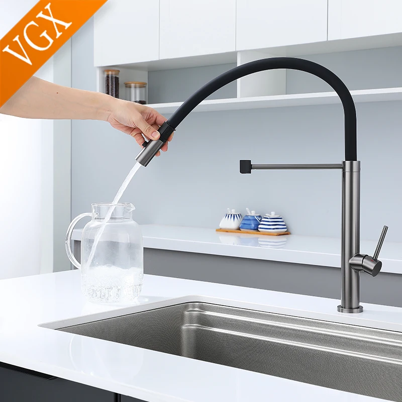 VGX Kitchen Faucet Sink Faucets Rubber Pull Down Stream Sprayer Taps Stainless Steel 304 Rotatable Kitchen Mixer Water Tap Crane
VGX Kitchen Faucet Sink Faucets Rubber Pull Down Stream Sprayer Taps Stainless Steel 304 Rotatable Kitchen Mixer Water Tap Crane