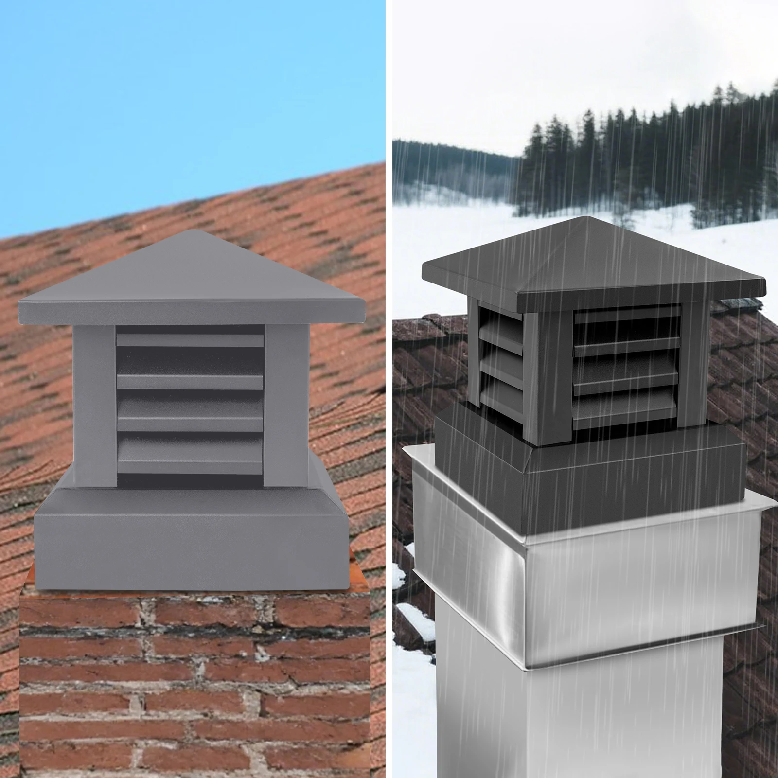 Black/Dark Grey 10*10in Chimney Cap Aluminum Alloy Chimney Cover Shutter Design Outside Fireplace Chimney Cap for Villa Bungalow
Black/Dark Grey 10*10in Chimney Cap Aluminum Alloy Chimney Cover Shutter Design Outside Fireplace Chimney Cap for Villa Bungalow