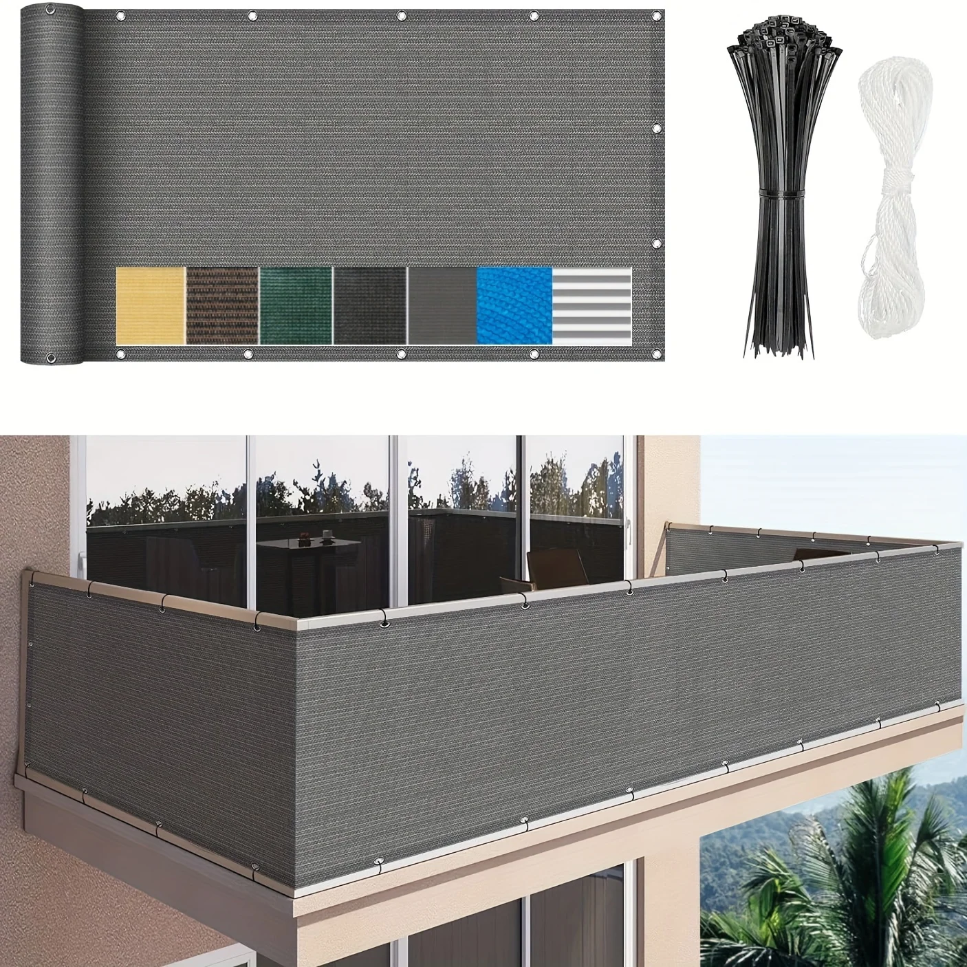 3*16ft, Balcony Privacy Screen Fence Cover Net, Fencing Mesh Shade Net, Windproof Sun Shade, Outdoor Protection Fencing Net, Balcony Mesh Net for Patio, Fence, Backyard, Porch(Black Brown Green Gray Sand White Blue)
3*16ft, Balcony Privacy Screen Fence Cover Net, Fencing Mesh Shade Net, Windproof Sun Shade, Outdoor Protection Fencing Net, Balcony Mesh Net for Patio, Fence, Backyard, Porch(Black Brown Green Gray Sand White Blue)