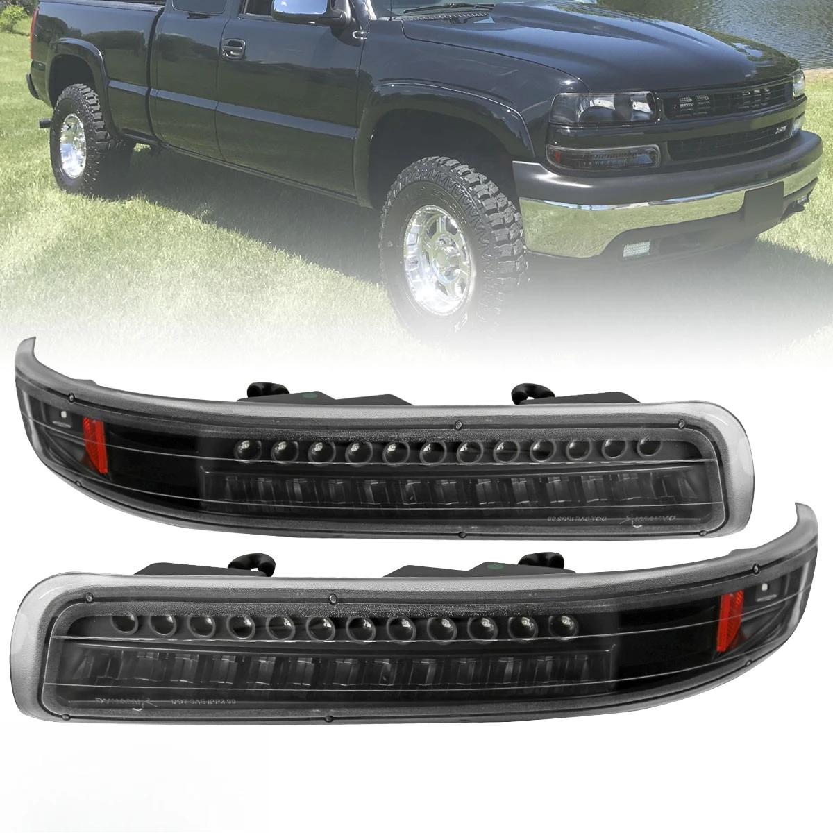 Black Bumper Lights Fits 1999-2002 Chevy Silverado 00-06 Tahoe Suburban LED Lamp
Black Bumper Lights Fits 1999-2002 Chevy Silverado 00-06 Tahoe Suburban LED Lamp