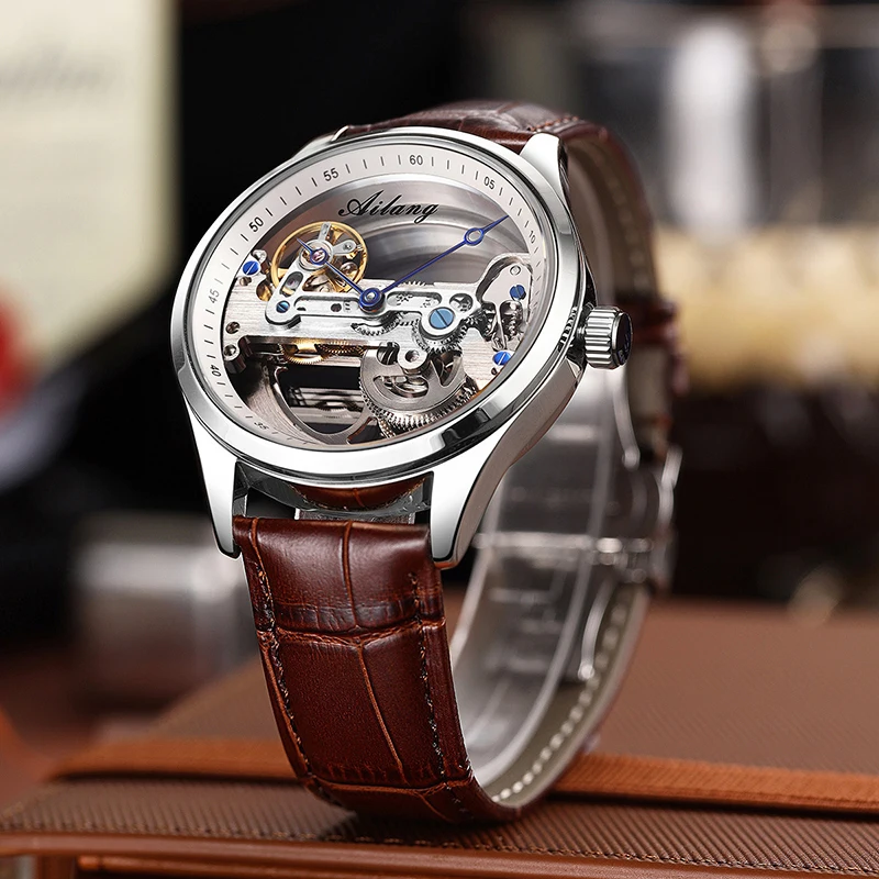 AILANG Mens Watches Top Brand Luxury Automatic Mechanical Watch Fashion Hollow Design 3ATM Waterproof Leather Watch For Men 8625
AILANG Mens Watches Top Brand Luxury Automatic Mechanical Watch Fashion Hollow Design 3ATM Waterproof Leather Watch For Men 8625