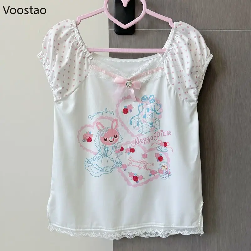 White Japanese Kawaii Cartoon Print Lolita Bow T-shirts Y2k Aesthetic Women Cute Short Sleeve Crop Tees Girls Sweet Fairy Tops
White Japanese Kawaii Cartoon Print Lolita Bow T-shirts Y2k Aesthetic Women Cute Short Sleeve Crop Tees Girls Sweet Fairy Tops