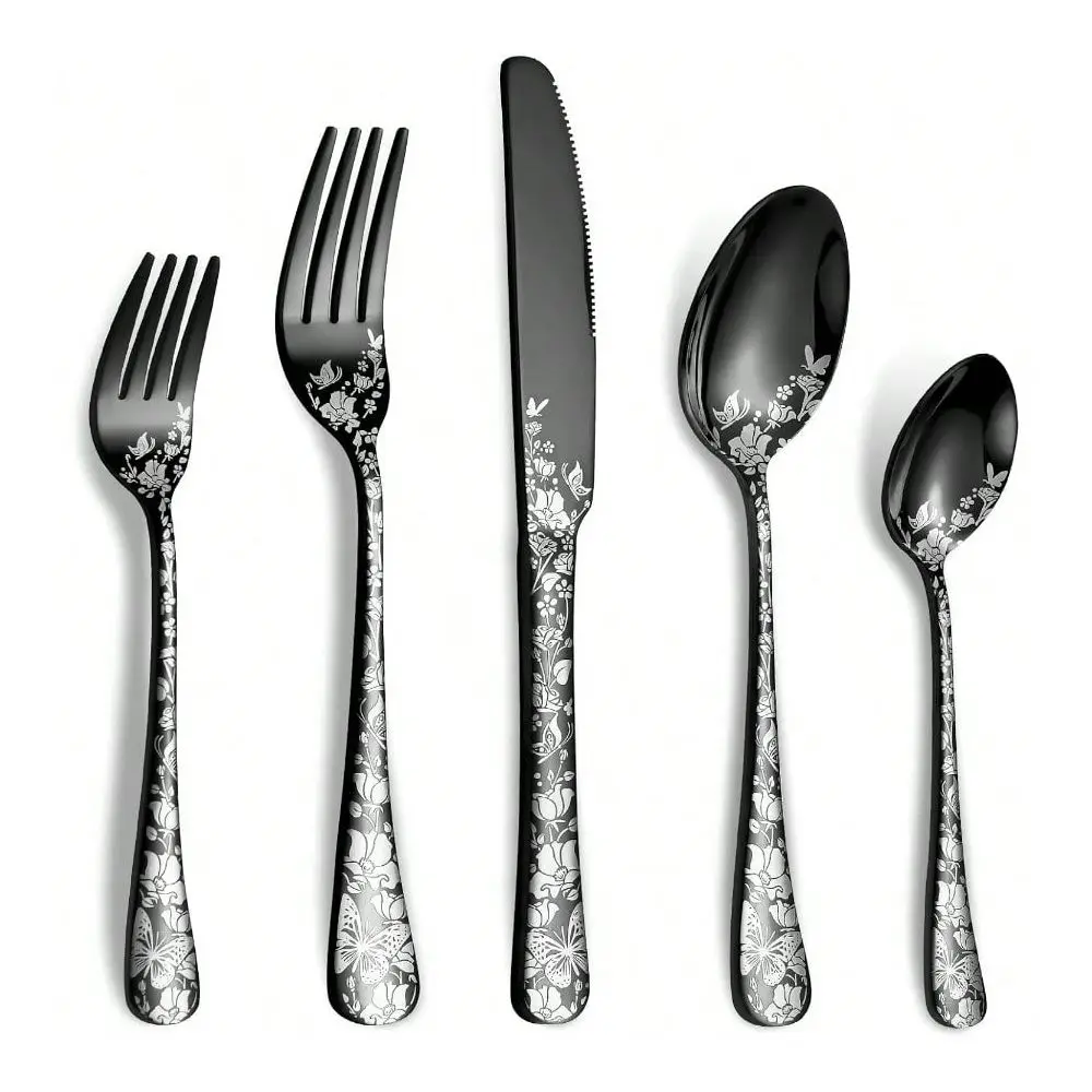 Piece Black Silverware Set Stainless Steel Flatware Cutlery Set Service For 8 Mirror Polished Tableware Eating Utensils Set For
Piece Black Silverware Set Stainless Steel Flatware Cutlery Set Service For 8 Mirror Polished Tableware Eating Utensils Set For