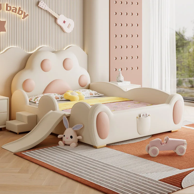 Modern Design Children Bed Cute King Size Bed Frame With Slide for Girls Pink Leather Child Bed With Storage for Home
Modern Design Children Bed Cute King Size Bed Frame With Slide for Girls Pink Leather Child Bed With Storage for Home