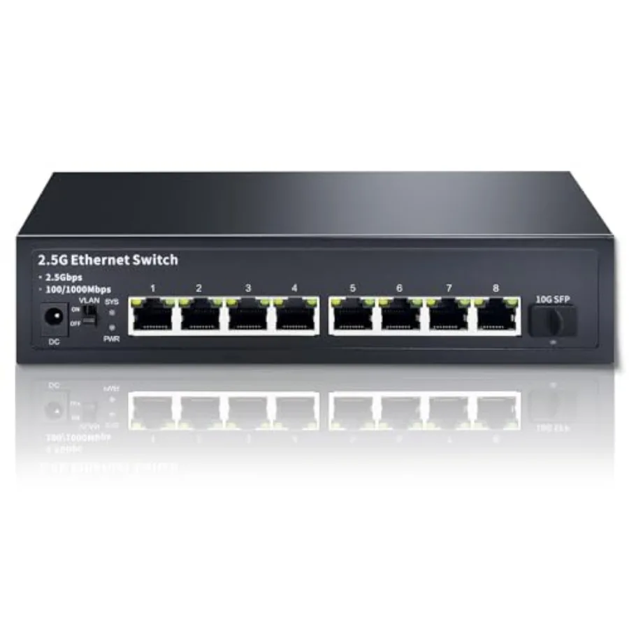 8-Port 2.5G Ethernet Switch with 10G SFP Plug-and-Play Unmanaged Network Switch 60Gbps Switching Capacity Compatible with Gigab
8-Port 2.5G Ethernet Switch with 10G SFP Plug-and-Play Unmanaged Network Switch 60Gbps Switching Capacity Compatible with Gigab