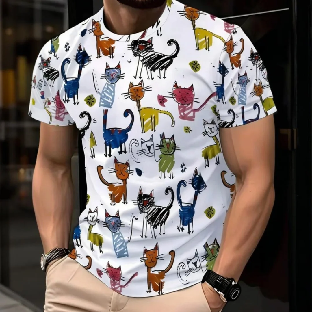 Summer Men's T-shirt Short Sleeve 3D Animal Print Cat Pattern Summer Casual Round Neck Tops Large Size Loose Men's Clothing
Summer Men's T-shirt Short Sleeve 3D Animal Print Cat Pattern Summer Casual Round Neck Tops Large Size Loose Men's Clothing