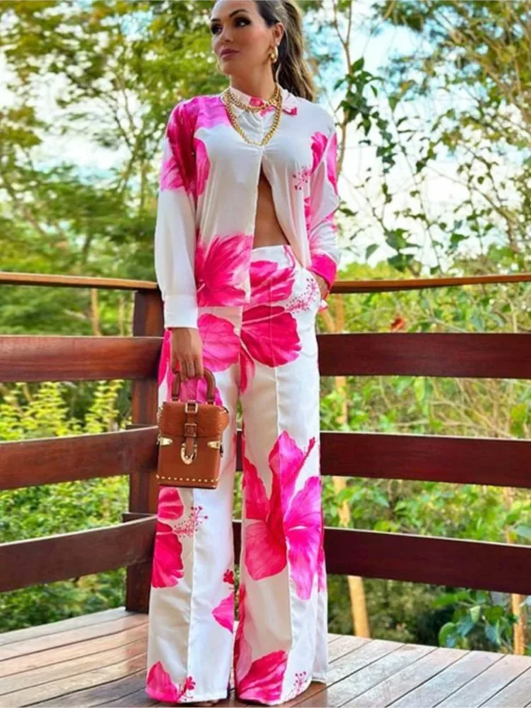 Elegant Button Lapel Shirts&Wide Leg Pants Sets Casual Long Sleeve Women Loose Suit Office Spring Floral Print Two Piece Outfits
Elegant Button Lapel Shirts&Wide Leg Pants Sets Casual Long Sleeve Women Loose Suit Office Spring Floral Print Two Piece Outfits