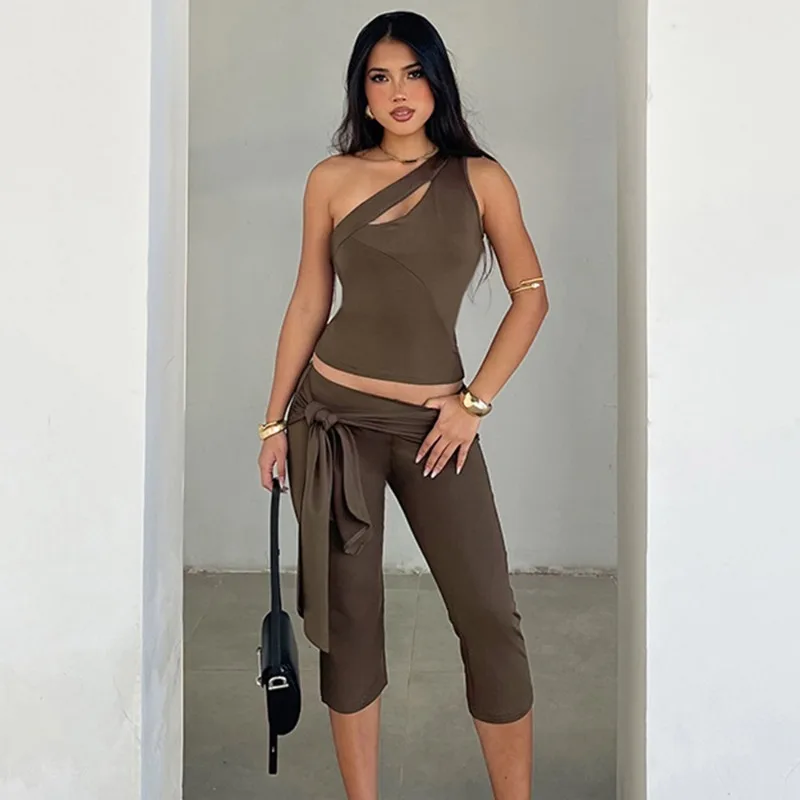 Tuularose Brown Womens Pants Set Sexy Backless Sleeveless Vest High Waisted Bandage Trousers Vintage Slim Womens Shorts Set 2025
Tuularose Brown Womens Pants Set Sexy Backless Sleeveless Vest High Waisted Bandage Trousers Vintage Slim Womens Shorts Set 2025