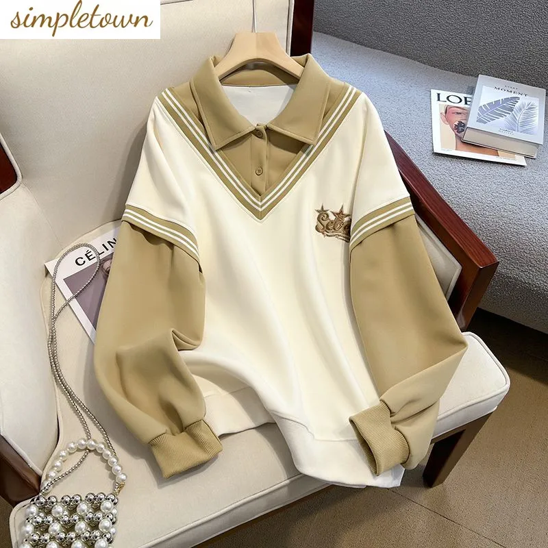 Fashion design polo collar top for women's spring and autumn new style loose and trendy casual top
Fashion design polo collar top for women's spring and autumn new style loose and trendy casual top