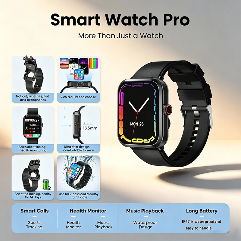 GEJIAN TWS 2-in-1 Bluetooth Earphones Smart Watch 1.91 "HD Screen With Heart Rate Sleep Sports Record IP67 Pedometer Smartwatch
GEJIAN TWS 2-in-1 Bluetooth Earphones Smart Watch 1.91 "HD Screen With Heart Rate Sleep Sports Record IP67 Pedometer Smartwatch