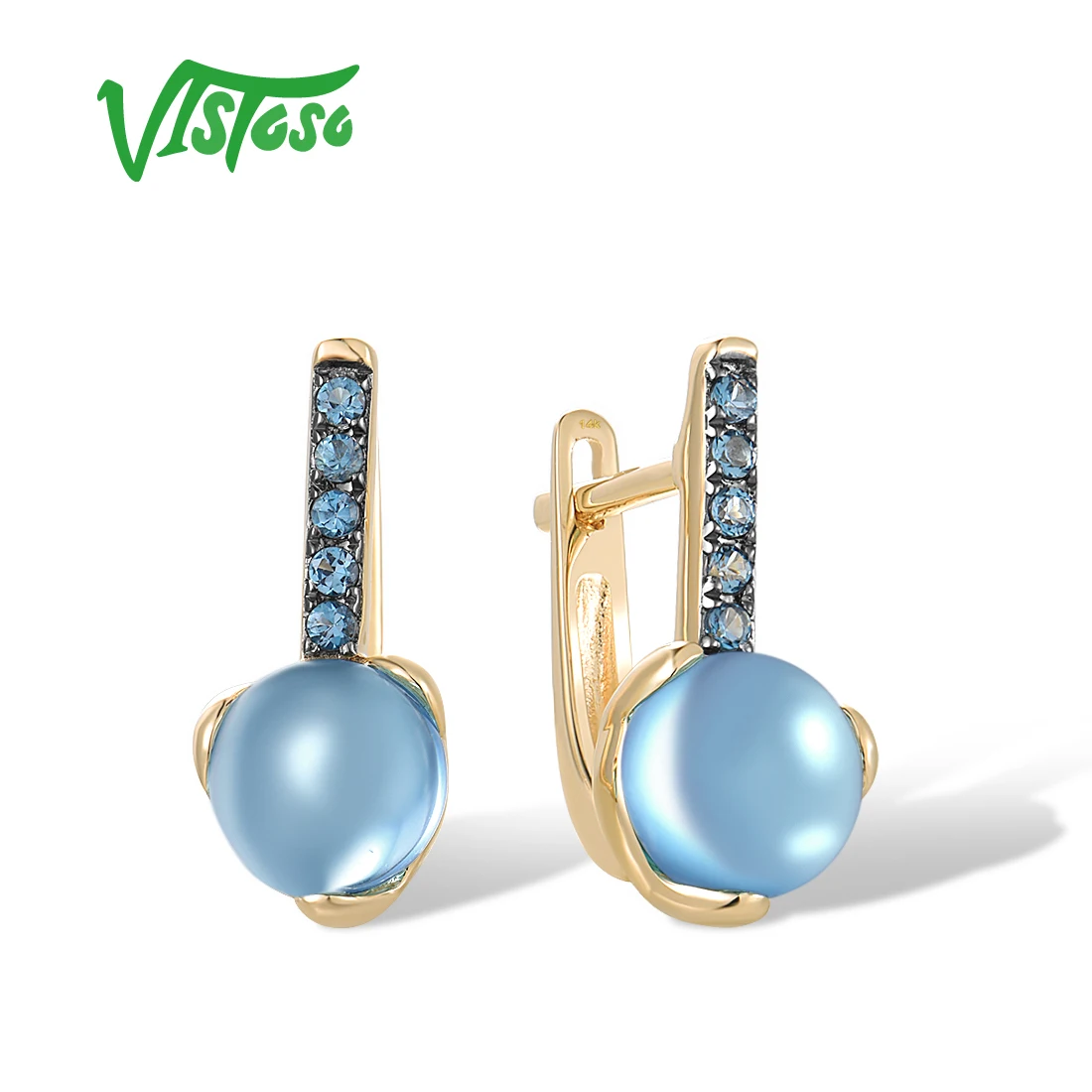 VISTOSO Pure 14K 585 Yellow Gold Latch Back Earrings For Women Natural London Swiss Blue Topaz Solitaire Elegant Fine Jewelry
VISTOSO Pure 14K 585 Yellow Gold Latch Back Earrings For Women Natural London Swiss Blue Topaz Solitaire Elegant Fine Jewelry