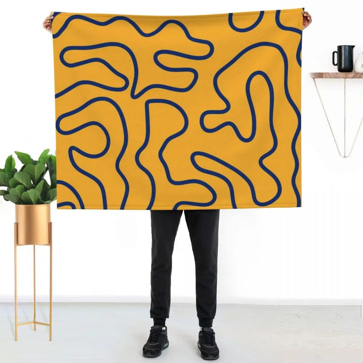 Squiggle Maze Minimalist Abstract Pattern in Navy Blue and Mustard Yellow Throw Blanket Easy Care Comfortable Blanket for Couch
Squiggle Maze Minimalist Abstract Pattern in Navy Blue and Mustard Yellow Throw Blanket Easy Care Comfortable Blanket for Couch