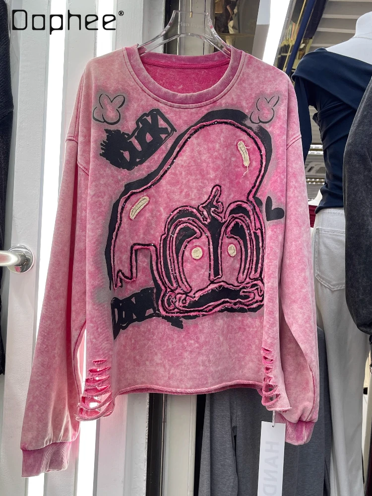 European Style Trendy Brand Long Sleeve Printed Top Autumn New Round Neck Sweatshirt Women Heavy Sequins Fun Cartoon Sweatshirts
European Style Trendy Brand Long Sleeve Printed Top Autumn New Round Neck Sweatshirt Women Heavy Sequins Fun Cartoon Sweatshirts