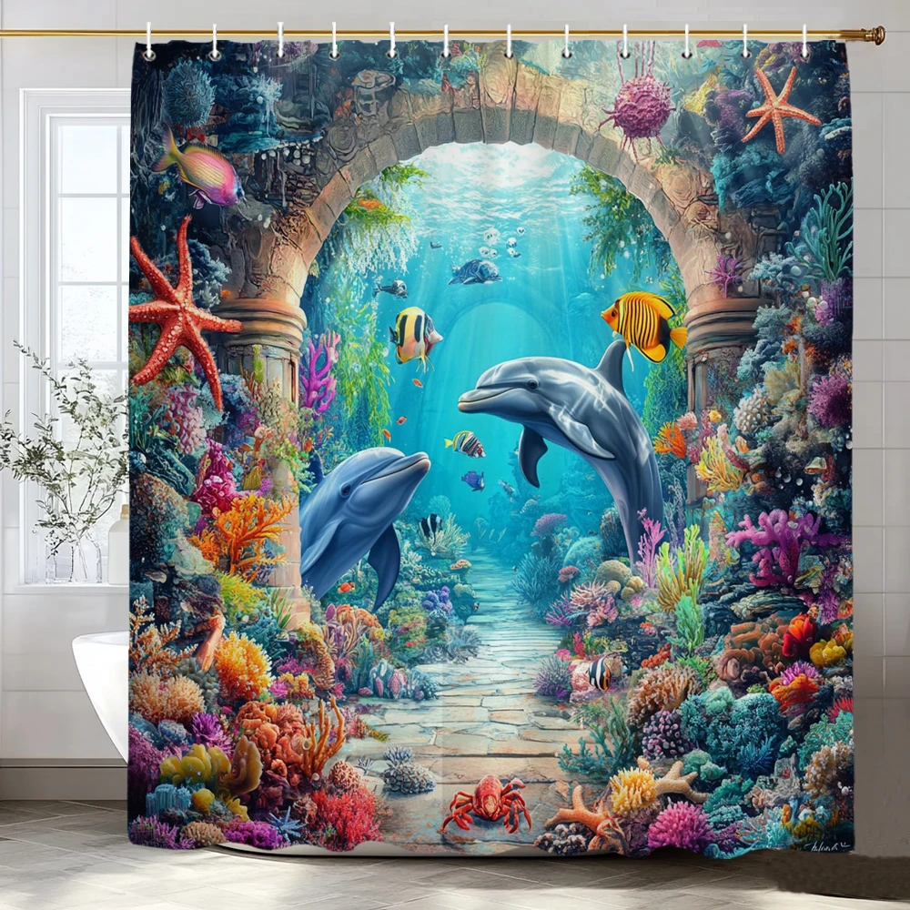 Подводный мир, занавеска для душа с коралловыми рыбами и водорослями, декоративная занавеска для душа в ванной комнате, водонепроницаемая занавеска для душа с крючками
Подводный мир, занавеска для душа с коралловыми рыбами и водорослями, декоративная занавеска для душа в ванной комнате, водонепроницаемая занавеска для душа с крючками