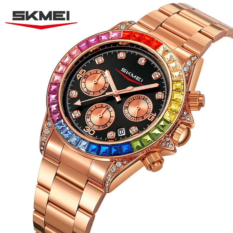 SKMEI 2352 Fashion Diamond Dial Brand Watch Men's Waterproof Chronograph Steel Belt Boutique Dating Men's Quartz Watch reloj
SKMEI 2352 Fashion Diamond Dial Brand Watch Men's Waterproof Chronograph Steel Belt Boutique Dating Men's Quartz Watch reloj