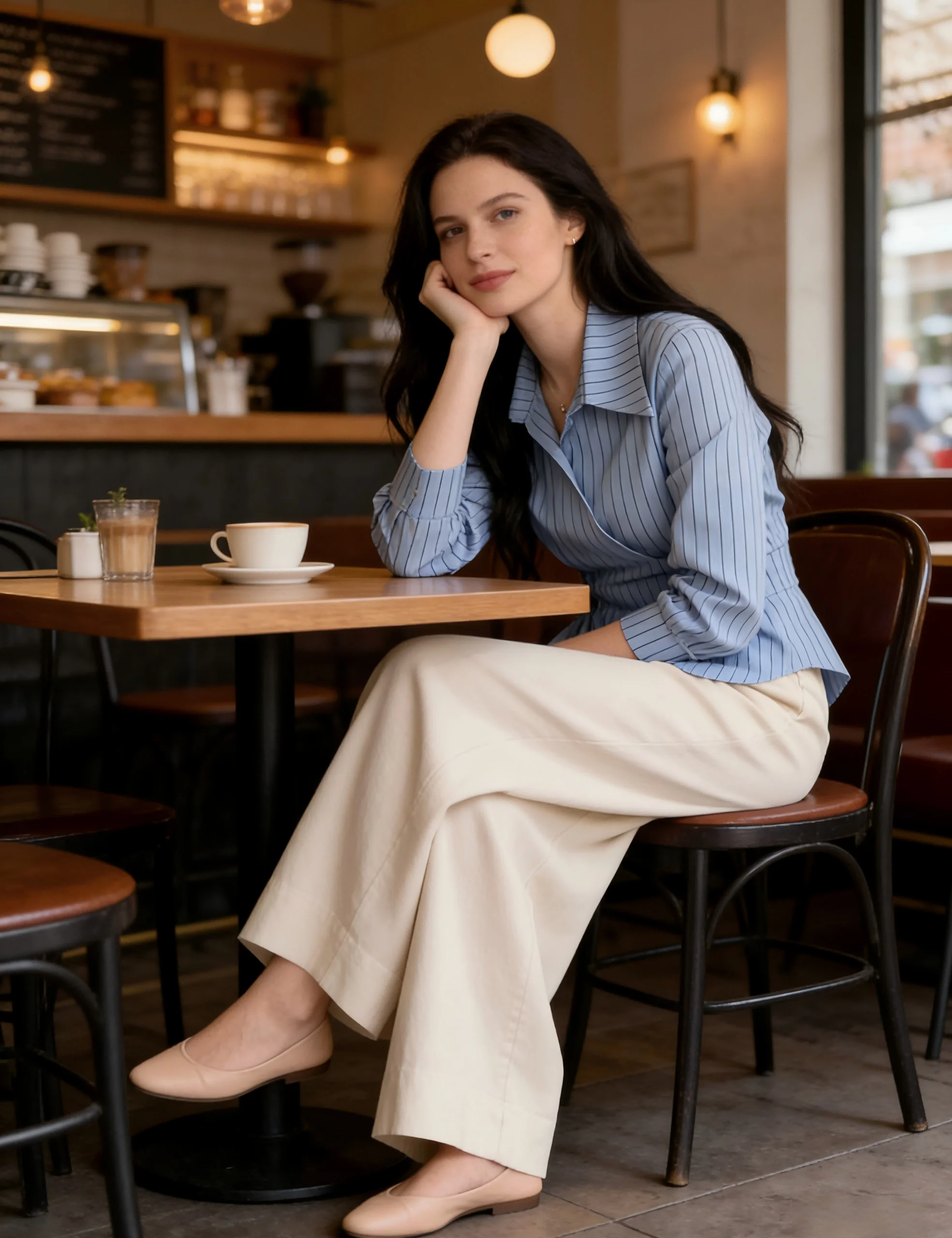 Women Casual Striped Long Sleeve V-Neck Shirt with Asymmetric Button Detail Waist-Cinching Slimming Design
Women Casual Striped Long Sleeve V-Neck Shirt with Asymmetric Button Detail Waist-Cinching Slimming Design