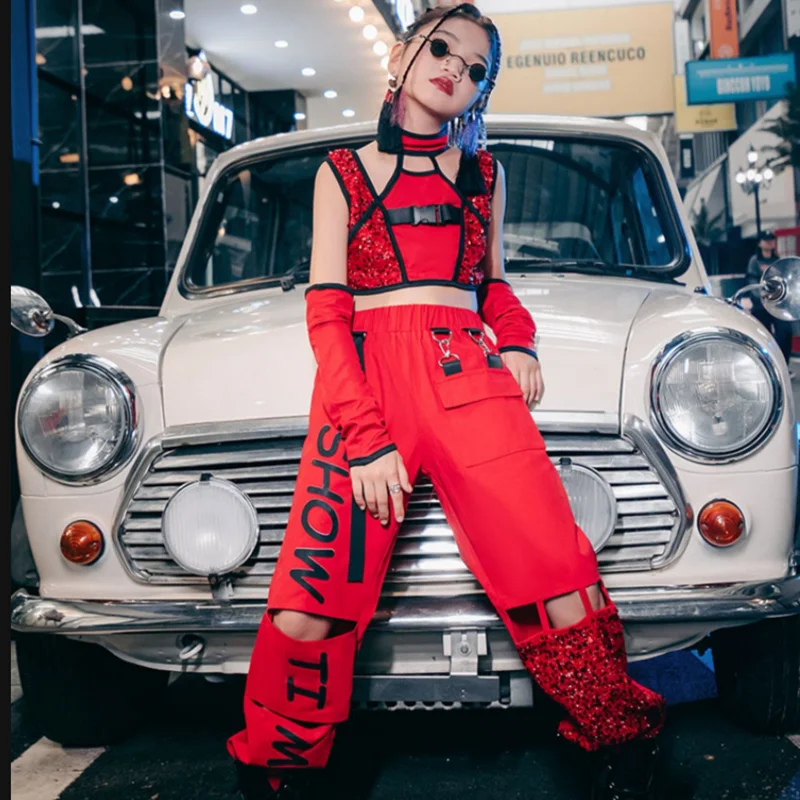 Red Dancer Outfit Girls Hip Hop Street Clothes Stage Costume Cargo Pants Festival Clothing Concert Outfits Jazz Dancewear
Red Dancer Outfit Girls Hip Hop Street Clothes Stage Costume Cargo Pants Festival Clothing Concert Outfits Jazz Dancewear