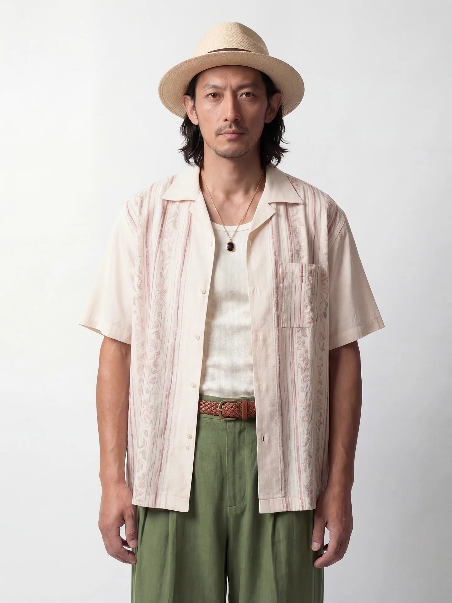 Soarin' Vintage British Cuban Collar Striped Short Sleeve Linen Shirt Loose Casual Five Sleeve Flower Shirt Men's Breathable ...
Soarin' Vintage British Cuban Collar Striped Short Sleeve Linen Shirt Loose Casual Five Sleeve Flower Shirt Men's Breathable ...