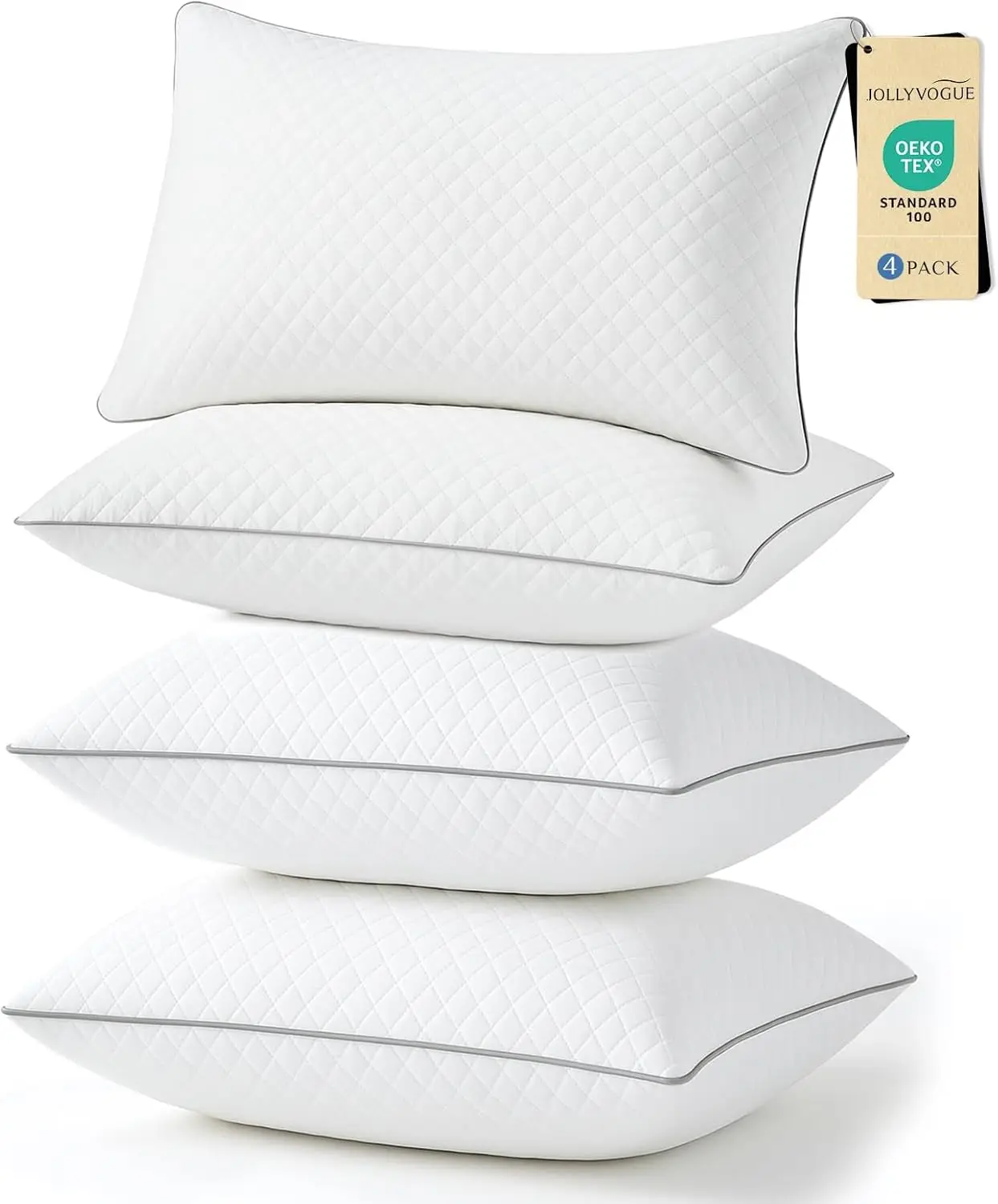 Standard Size Pillow Set of 4, Medium Support for All Sleepers, OEKO-TEX Certified, Machine-Washable
Standard Size Pillow Set of 4, Medium Support for All Sleepers, OEKO-TEX Certified, Machine-Washable