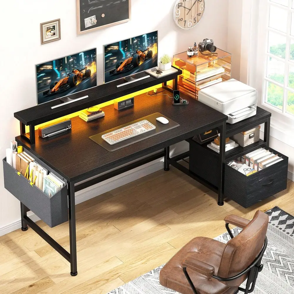 standing desk l shaped desk table57 Gaming Or Home Office Desk With Power Outlets, LED Lights, Drawers, File Cabinet Printer She
standing desk l shaped desk table57 Gaming Or Home Office Desk With Power Outlets, LED Lights, Drawers, File Cabinet Printer She