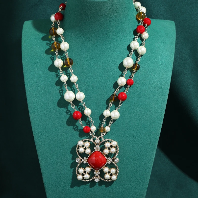 Big Vintage Pearl Flower Pendant Necklace Irregular Red Natural Stone Beads Layered Chinese Festival Elegant Accessories Jewelry
Big Vintage Pearl Flower Pendant Necklace Irregular Red Natural Stone Beads Layered Chinese Festival Elegant Accessories Jewelry