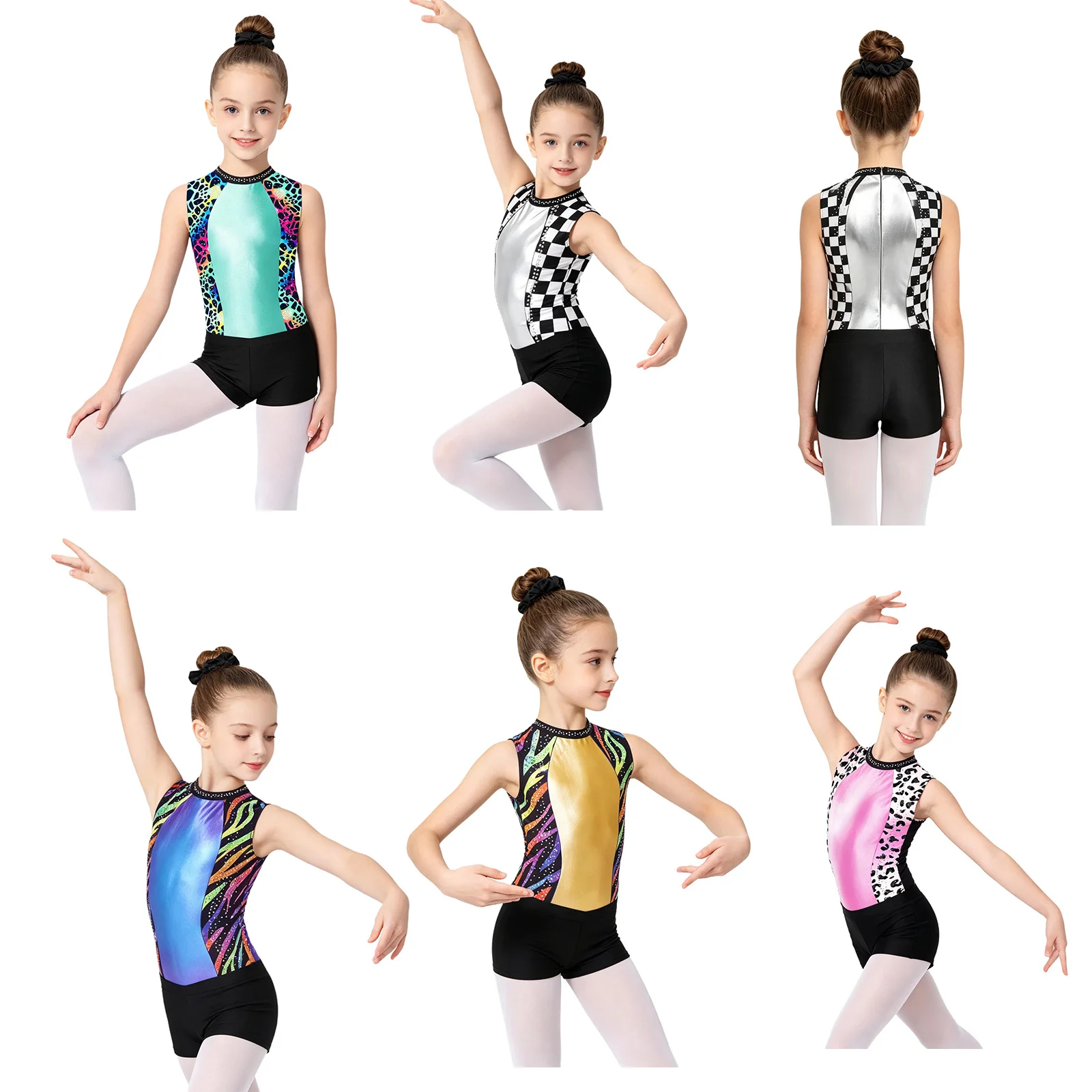 Girls 3 Pieces Gymnastics Ballet Dance Outfit Sparkly Rhinestones Metallic Patchwork Bodysuit with Shorts And Hair Scrunchie
Girls 3 Pieces Gymnastics Ballet Dance Outfit Sparkly Rhinestones Metallic Patchwork Bodysuit with Shorts And Hair Scrunchie