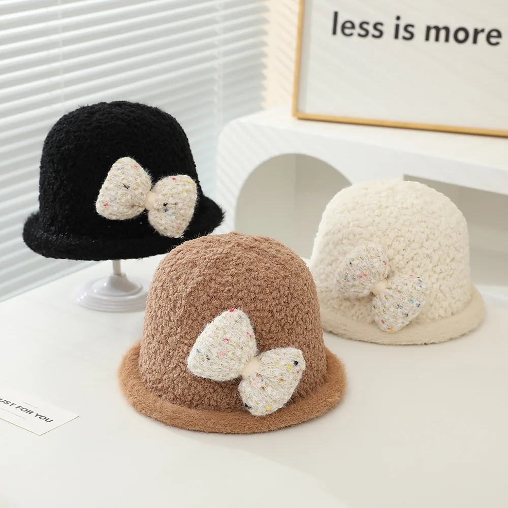Sweet Bowknot Plush Hat Baby Girls Fisherman Hats Autumn Winter Warm Basin Cap All-match Curled Bucket Caps For Kids 3-8 Years
Sweet Bowknot Plush Hat Baby Girls Fisherman Hats Autumn Winter Warm Basin Cap All-match Curled Bucket Caps For Kids 3-8 Years
