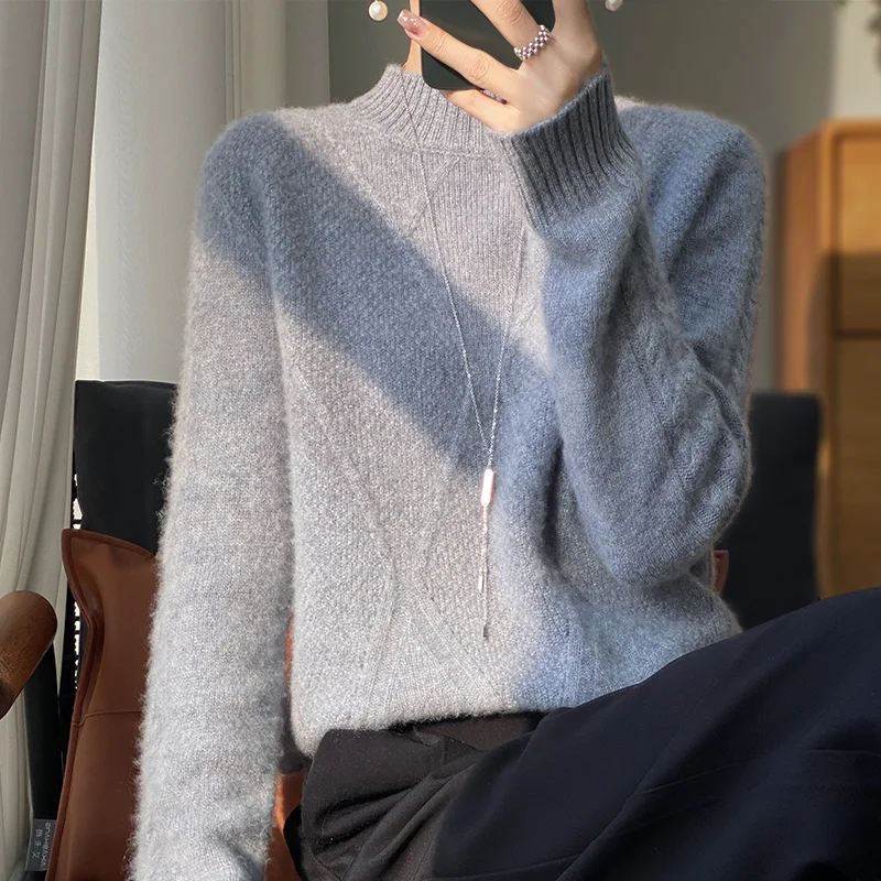 LDZWSM Wool Sweater Women Pure Color Half high collar Casual Long-sleeved Loose Pullover Wool Cashmere Sweater Women's
LDZWSM Wool Sweater Women Pure Color Half high collar Casual Long-sleeved Loose Pullover Wool Cashmere Sweater Women's