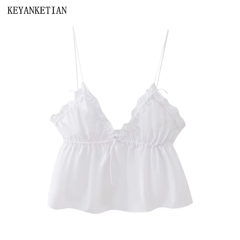 KEYANKETIAN 2024 New Launch Women's Bow Lace Up Decoration V-Neck Spaghetti Strap Vest Summer Backless White Camisole Corset Top
KEYANKETIAN 2024 New Launch Women's Bow Lace Up Decoration V-Neck Spaghetti Strap Vest Summer Backless White Camisole Corset Top