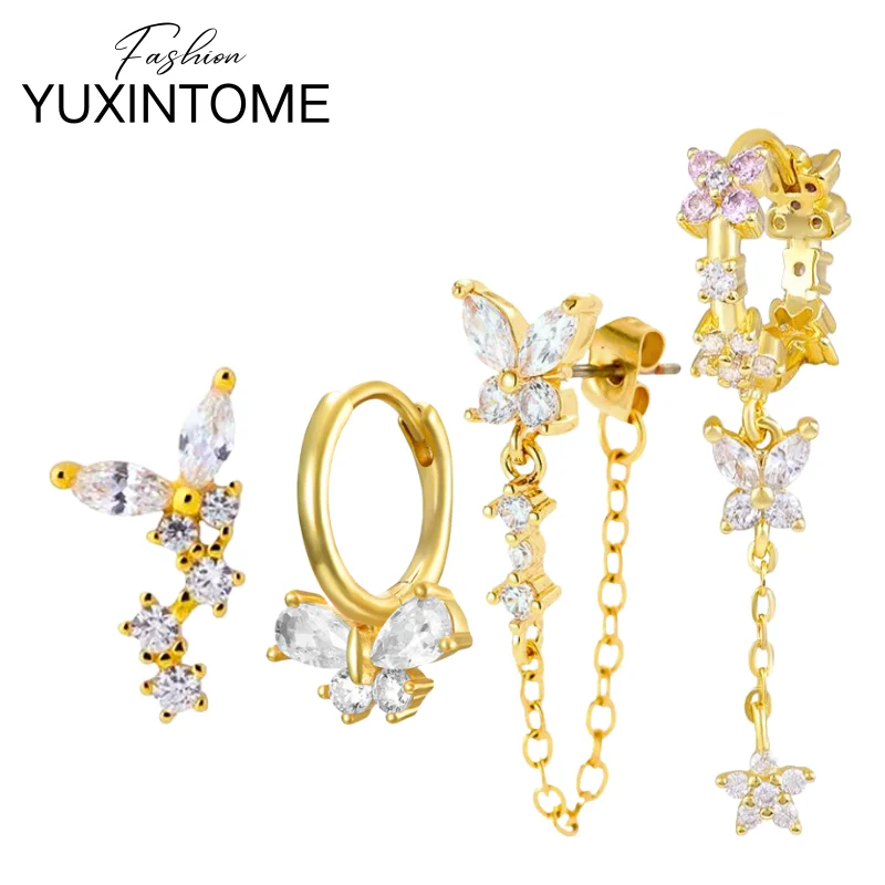 925 Sterling Silver Needle Luxury Butterfly Chain Tassel Stud Earrings Women's Shiny Crystal Hoop Earrings Party Fine Jewelry
925 Sterling Silver Needle Luxury Butterfly Chain Tassel Stud Earrings Women's Shiny Crystal Hoop Earrings Party Fine Jewelry