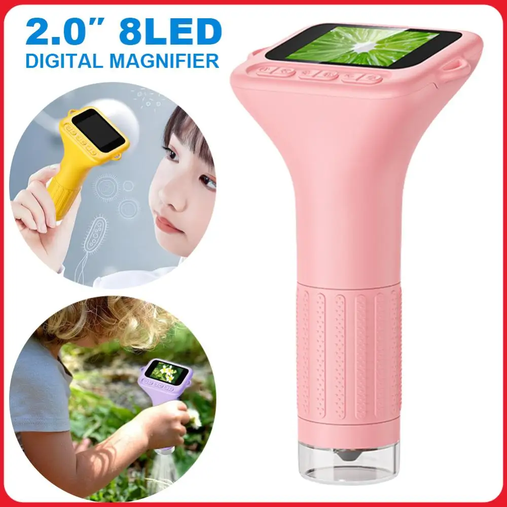 Microscope for Kids 1000X 1080P Portable Handheld Magnifying Glass Kids Microscope 2 Inch IPS Screen for Scientific Experiment