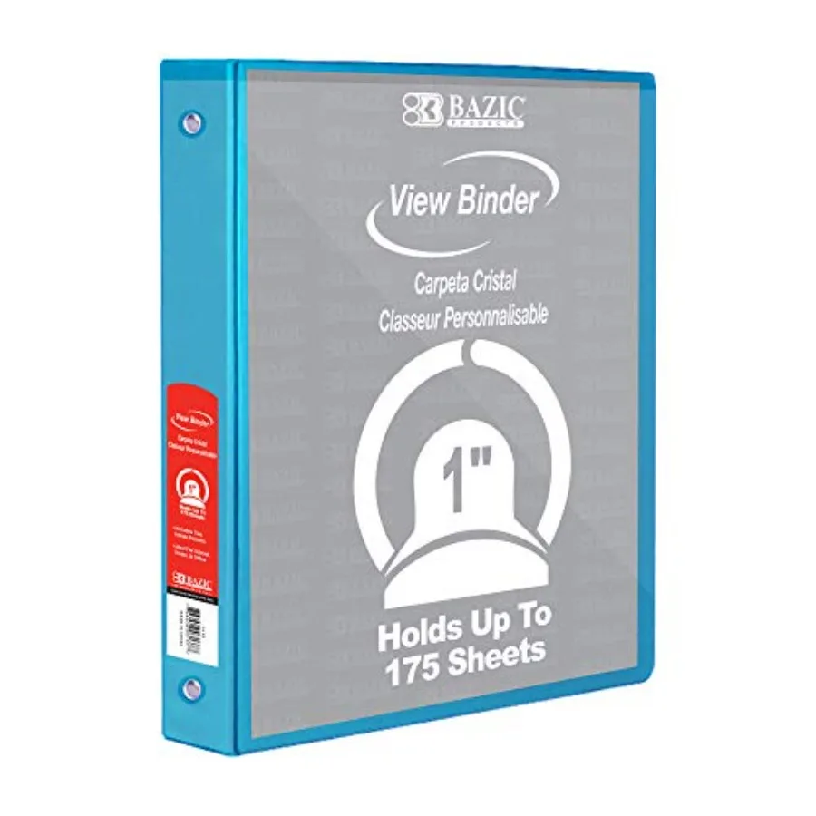 1 in 3-Ring View Binder, 2 Pockets, 175 Sheet Capacity, for School Office Home
1 in 3-Ring View Binder, 2 Pockets, 175 Sheet Capacity, for School Office Home