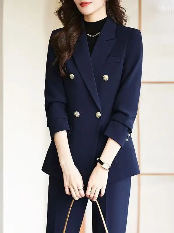 Spring Autumn Brand Women's Suiting Jacket Workwear Two-Piece Set Long Sleeve Polyester Fiber Professional Female Pants Set
Spring Autumn Brand Women's Suiting Jacket Workwear Two-Piece Set Long Sleeve Polyester Fiber Professional Female Pants Set