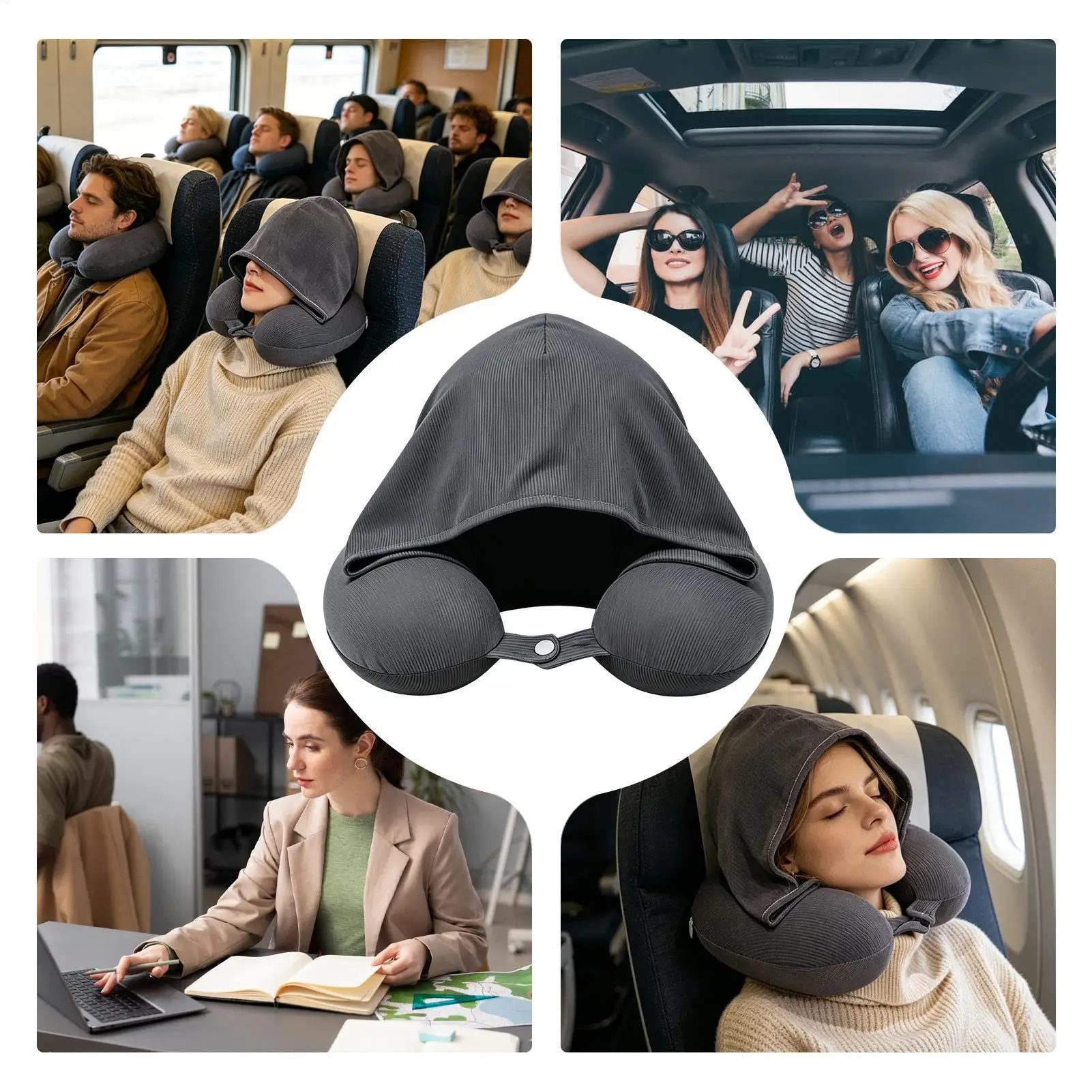 Hooded Neck Pillow Adjustable Buckle Cushion Slow-Rebound Travel Neck Pillow With Large Hood For Men Women Adults Elderly Car
Hooded Neck Pillow Adjustable Buckle Cushion Slow-Rebound Travel Neck Pillow With Large Hood For Men Women Adults Elderly Car